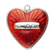Stainless steel charms heart Silver-Red