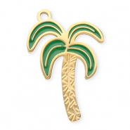 Stainless steel charms palmtree Gold-Dark Green