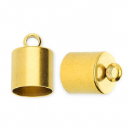 Stainless steel findings end cap &Oslash;8mm with loop Gold