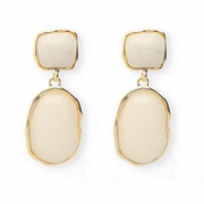 Trendy earrings&nbsp;/&nbsp;earpins with stainless steel post Gold-Beige