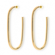 Statement earrings / earpins oval with stainless steel post Gold