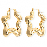 Statement earrings / creoles star with stainless steel post Gold