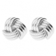 Statement earrings / earpins monkey's fist with stainless steel post Silver