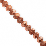 Top faceted beads 8x6mm disc Rose Gold-Pearl Shine Coating