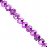 Top faceted beads 8x6mm disc Purple-Pearl Shine Coating
