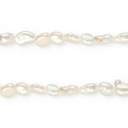 TQ Freshwater pearls nugget oval 6x5mm Natural White