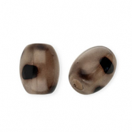 Acrylic beads oval with leopard print Beige Brown-Dark Brown