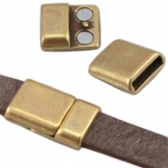 DQ European metal magnetic clasp (for 10mm flat leather) Antique Bronze (nickel free)