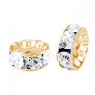 Rhinestone crystal rondelle 8mm Gold-crystal