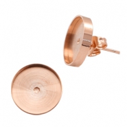 Polaris steel earrings setting for cabochon 12mm Rose Gold