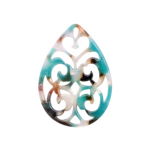Resin pendants drop baroque 37x26mm Turquoise-Brown
