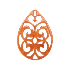 Resin pendants drop baroque 38x27mm Flame Orange