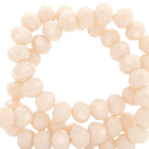 Top faceted beads 6x4mm disc Peach Beige-Pearl Shine Coating