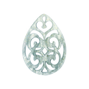 Resin pendants drop baroque 38x27mm Ash Grey-Green