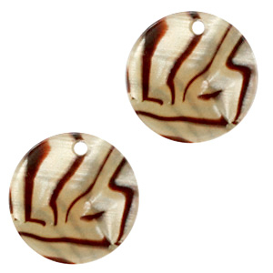 Resin pendants round 12mm Incense Beige Pearl