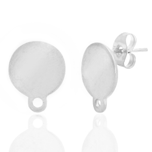 Stainless steel earrings 10mm with loop Silver