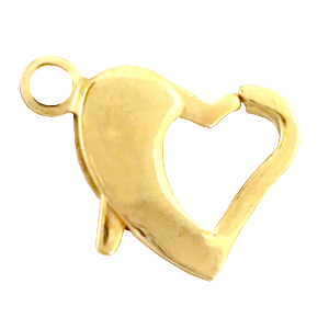 Stainless Steel findings lobster clasp heart 11mm Gold