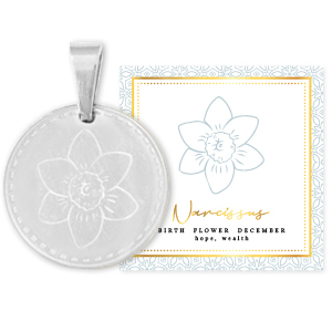 Stainless steel Mix & Match charms 15mm Birth flower December-Narcissus Silver