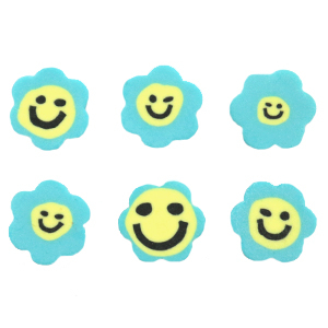 Polymer beads flower smiley Blue