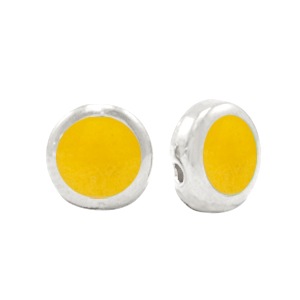 DQ European metal beads Pearl Tropical Yellow-Antique Silver (nickel free)