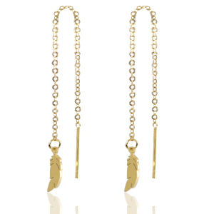 Stainless steel earrings feather Gold