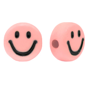 Acrylic letter beads smiley Vintage Pink