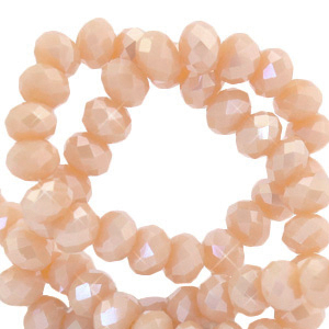 Top faceted beads 6x4mm disc Bermuda Pink-Pearl Shine Coating