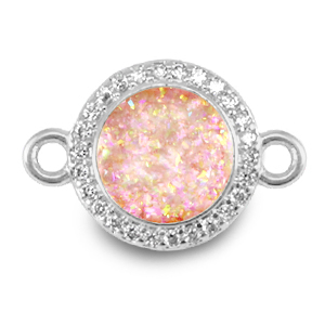 Brass TQ metal charms connector 12mm enamel Silver-Light Pink