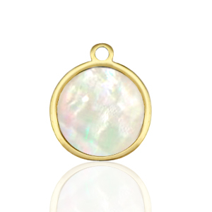 Stainless steel charms 12mm shell White (natural colour)-Gold