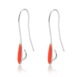DQ European metal findings earrings Antique Silver-Red (nickel free)