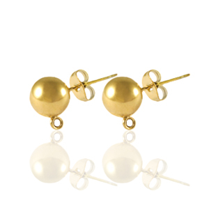 Stainless steel earrings / earpins with loop 5mm Gold