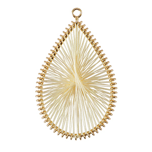 Crochet pendants with macram&eacute; bead cord drop Gold-Off White