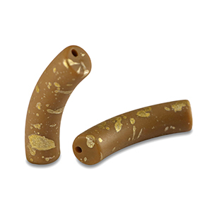 Acrylic beads tube matt Brown-Gold