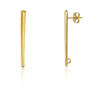 Stainless steel findings earrings / earpin oval with loop Gold