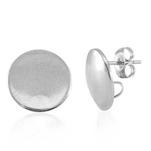 Stainless steel findings earrings / earpin with loop 15mm Silver