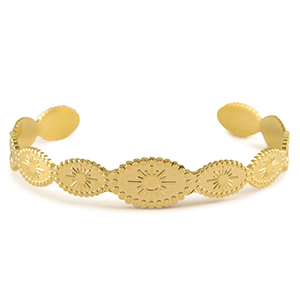 Stainless steel bracelets bangle sun Gold