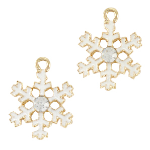 Metal charms snowflake Gold-White