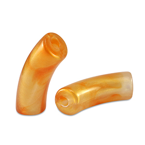 Acrylic tube beads shiny Golden Orange