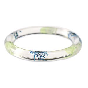 Ready-made Bracelets with dried flowers Green Blue