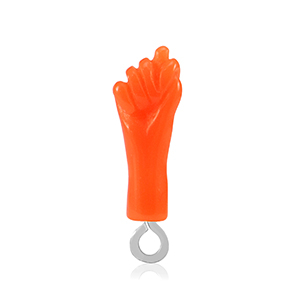 Resin pendants "Mano Fico" Neon Orange-Silver