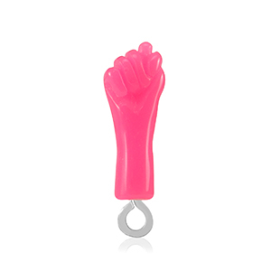 Resin pendants "Mano Fico" Neon Pink-Silver