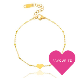 Stainless steel bracelets belcher chain heart &hearts; Gold
