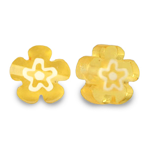 Millefiori beads flower Ochre Yellow