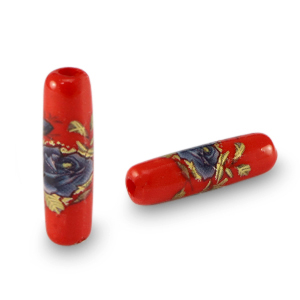 Glass beads tube flower Red-Blue