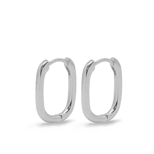 DQ European metal findings creole earrings oval Silver (nickel free)