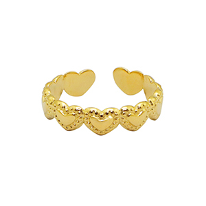 Stainless steel rings heart Gold