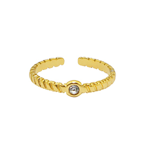 Stainless steel rings crystal Gold