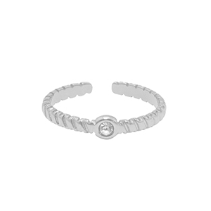 Stainless steel rings crystal Silver