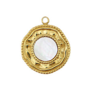 Stainless steel charms shell irregular Gold-White (natural colour)