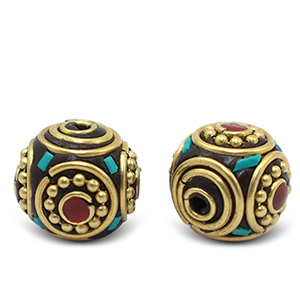 Bohemian beads Turquoise-Red Antique Gold